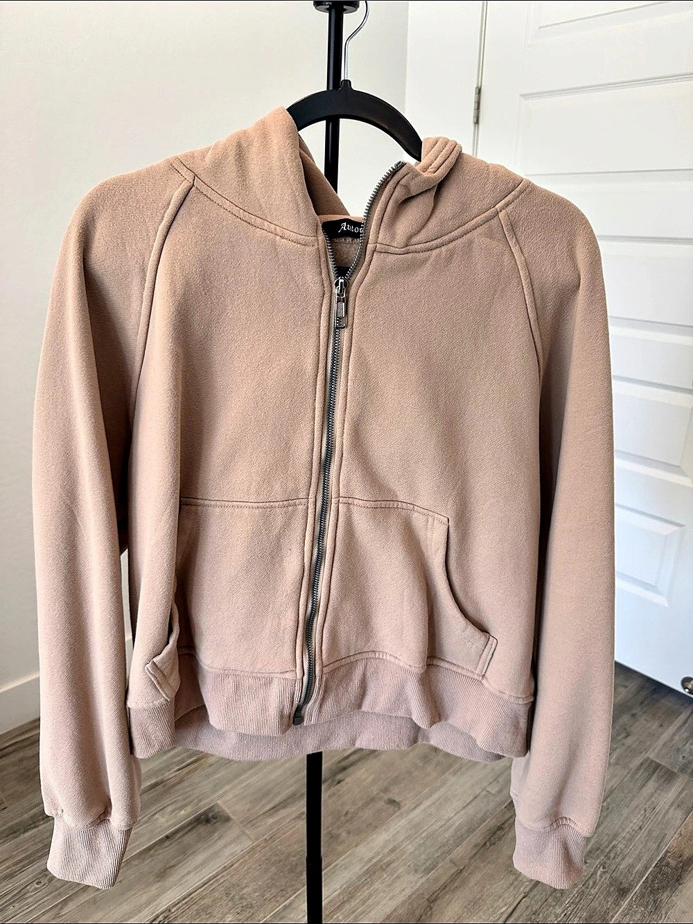 Automet Women's Cropped Full Zip Up Hoodie Pink